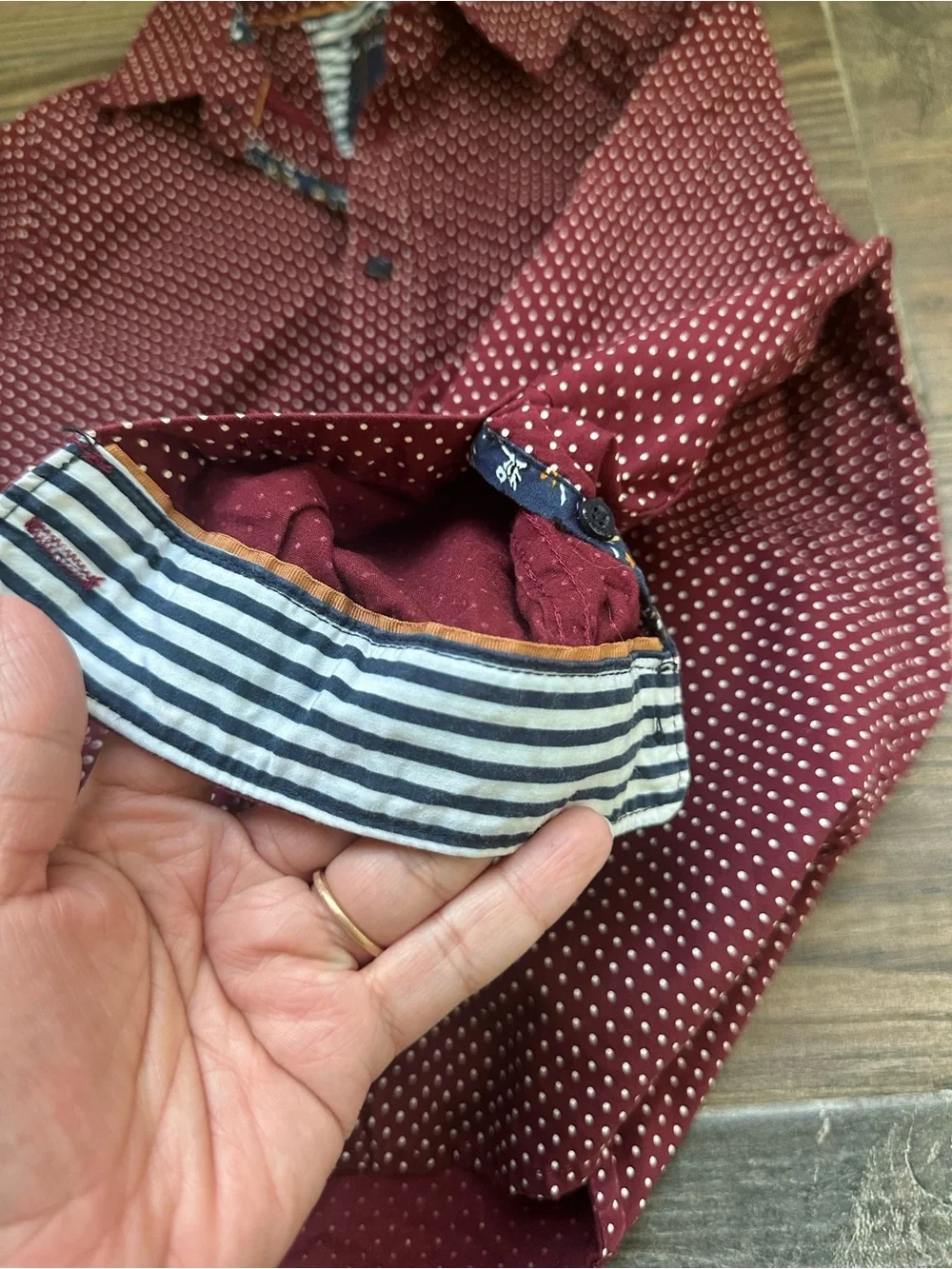 Polka Dot Polo Boys 4t Burgundy Button-Up Shirt & Light Blue Oxford Shirt